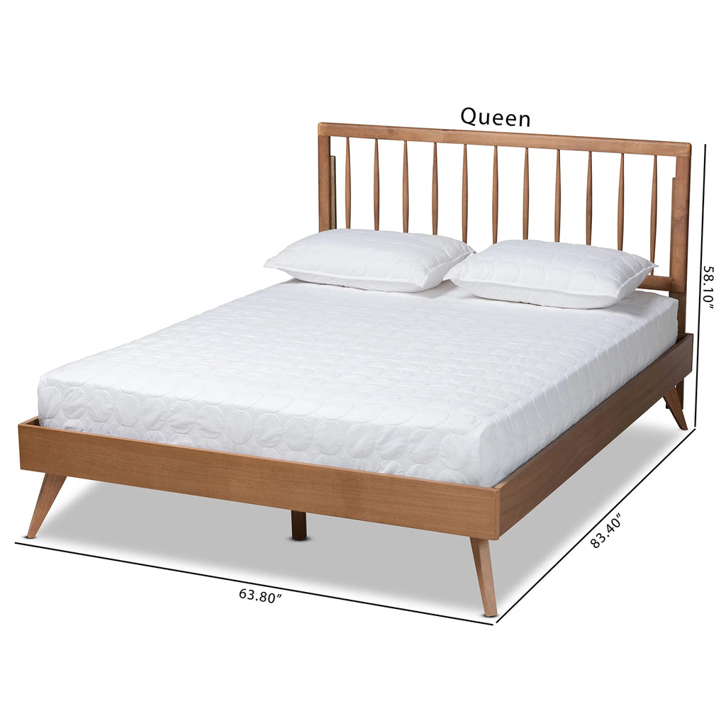 King Ash Walnut Wood Platform Bed G88202