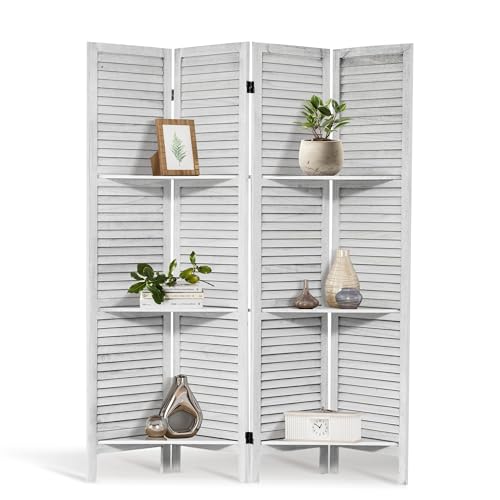 White 6 Panel Wood Pegboard Room Divider H513