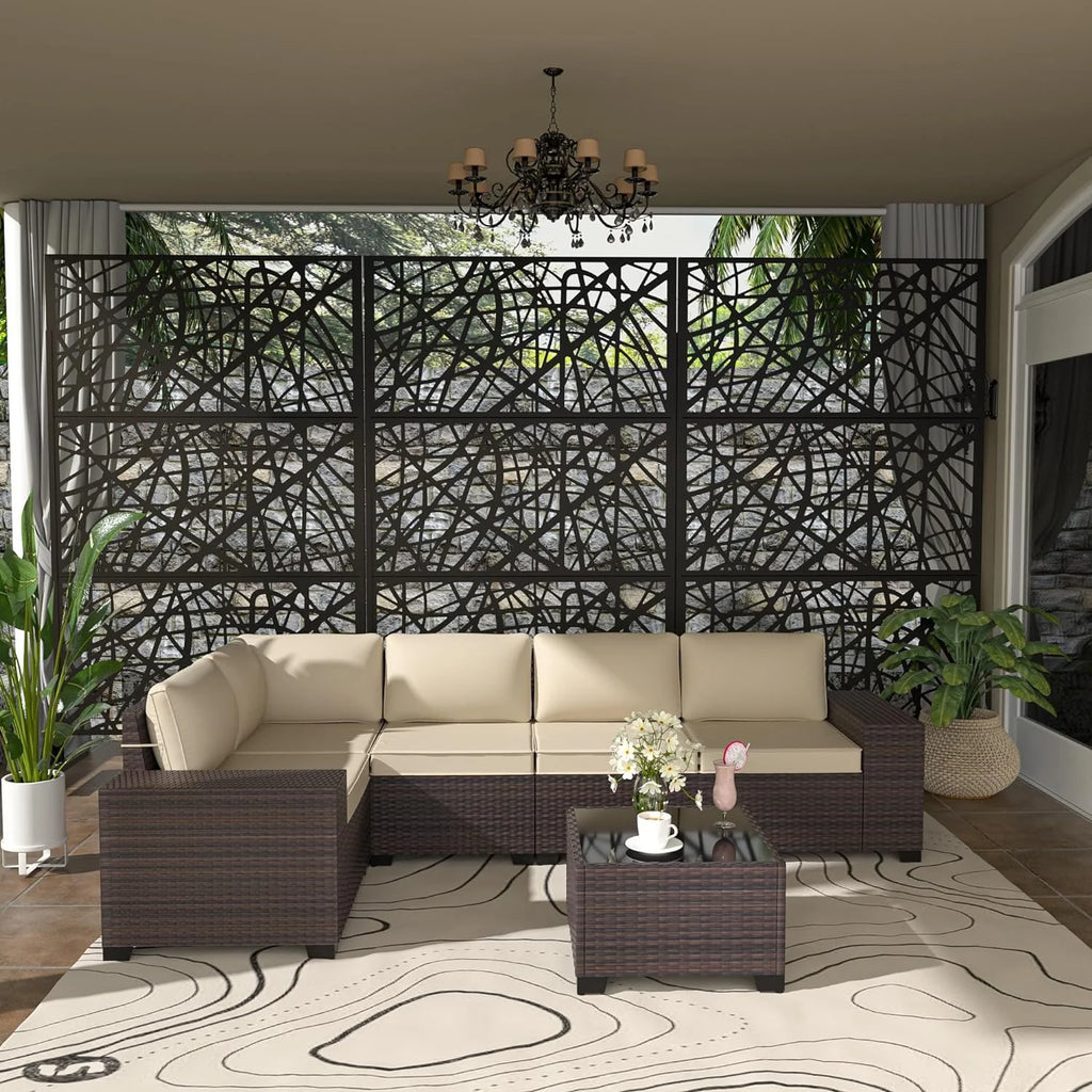 Black Metal Privacy Screen Panel with Stand Z23618