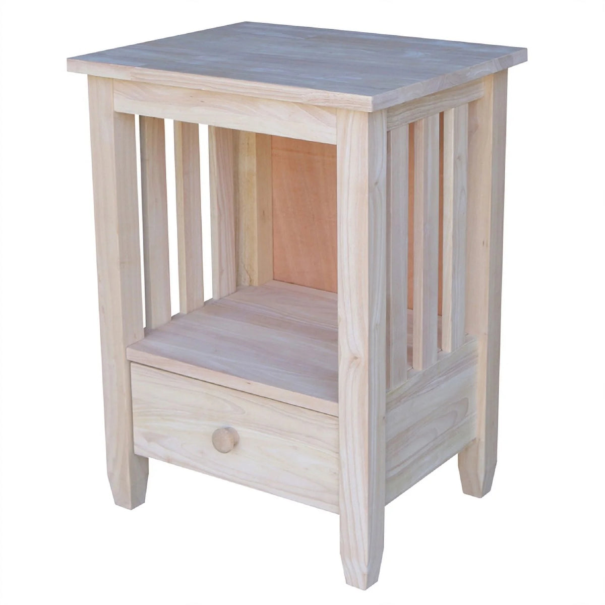 Solid Wood Unfinished End Table with Drawer D544162