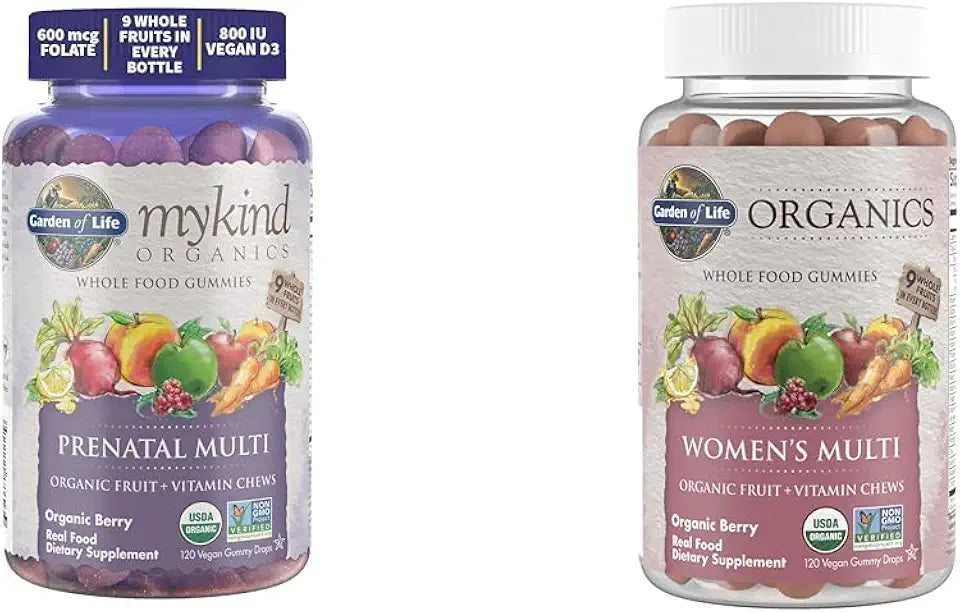 Organic Prenatal & Women's Gummy Vitamins Berry Flavor Vegan 30 & 120 Count X66467