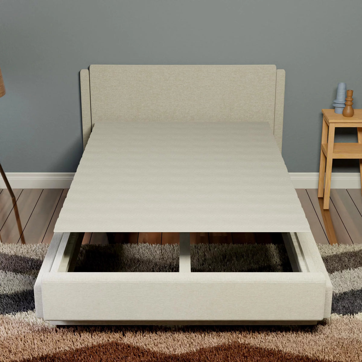 Queen Gray Mattress Support Wood Slats with Cover Y29517