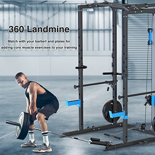 Power Cage with J-Hooks, Dip Handles, Landmine Attachment Q806