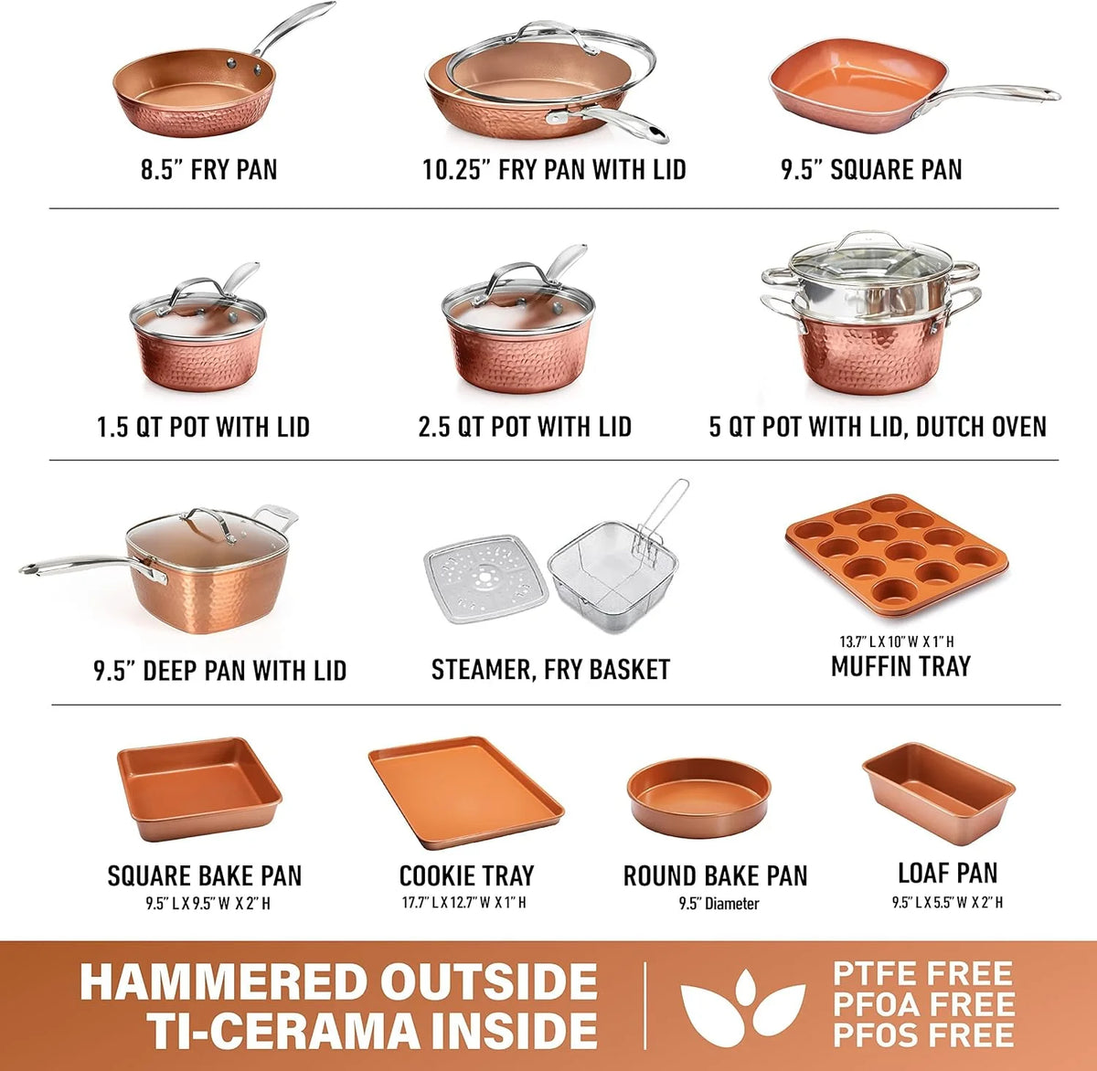 20 Piece Nonstick Ceramic Cookware and Bakeware Set Q2617