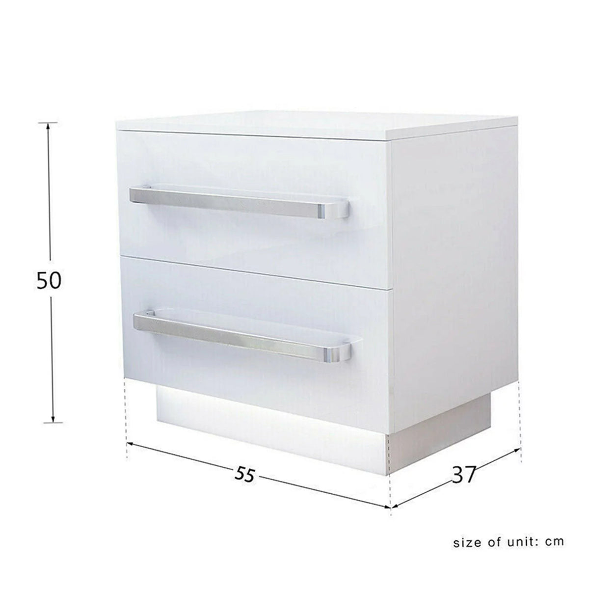 White High Gloss Nightstand with LED Light 2 Drawers Z825428