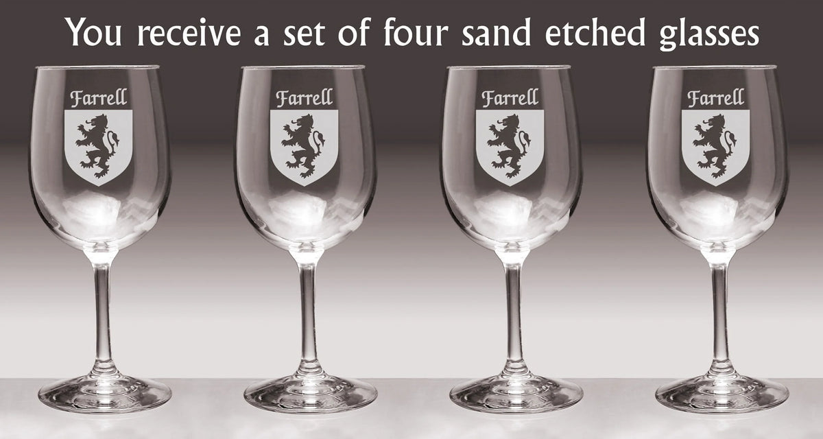 Irish Coat of Arms Wine Glasses Set of 4 F829