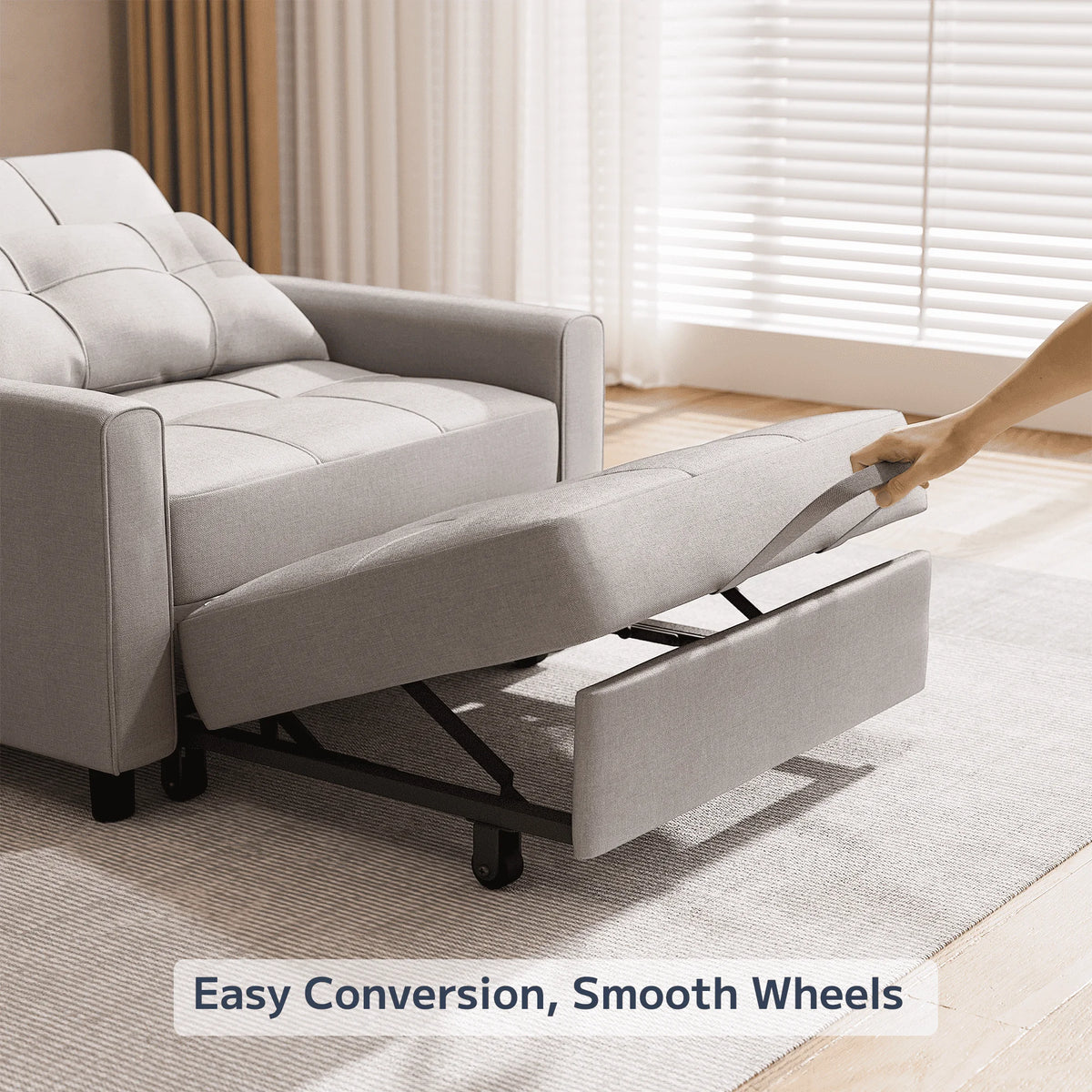 Light Gray 3 in 1 Convertible Sleeper Sofa M8911