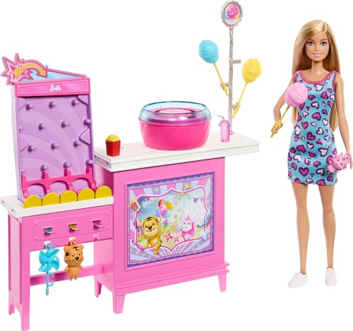Doll & Cotton Candy Game Booth Playset with 20 Accessories D48028