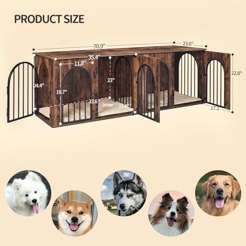71" Wooden Dog Crate Furniture with Divider G15693