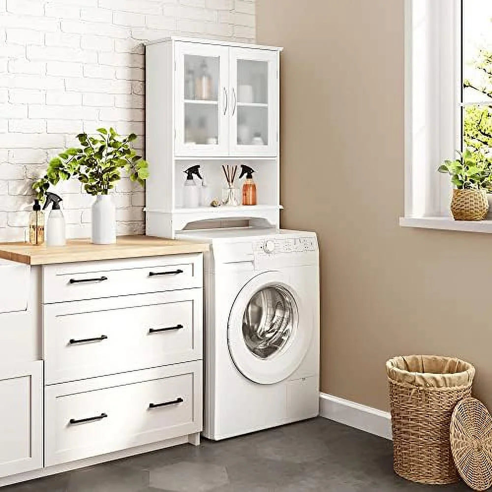 Over The Toilet Tempered Glass Cabinet with Toilet Rack T180356