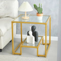 Black Metal Glass Coffee Table with 2 Shelves Y266496