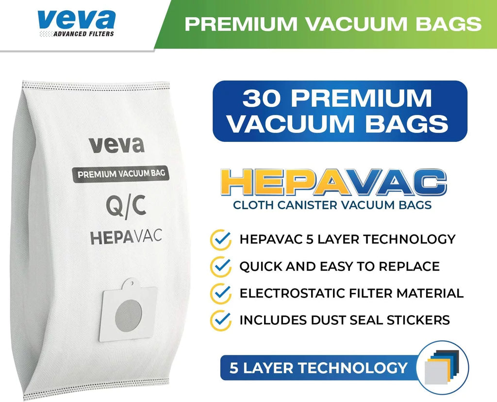 30 Pack HEPA Vacuum Bags Type Q Cloth Bag E1283