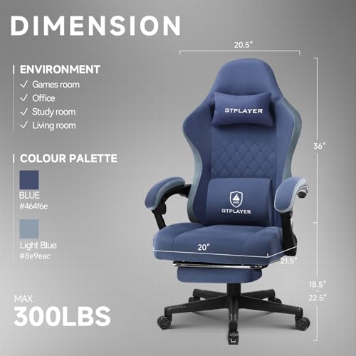 Fabric Gaming Chair with Footrest S781