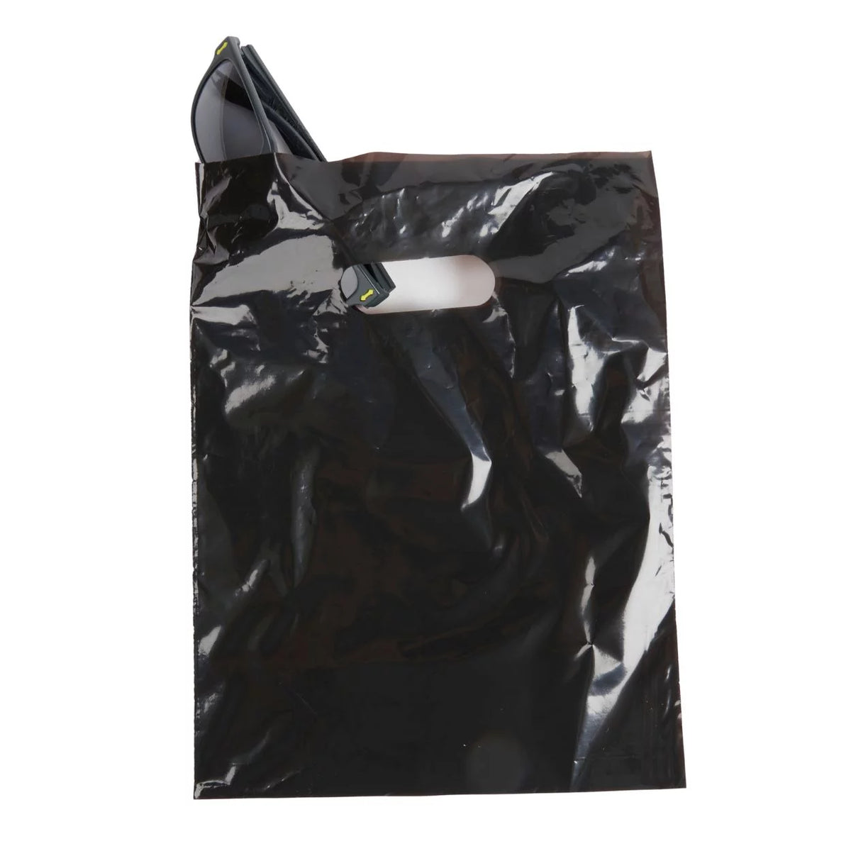 Black Plastic Merchandise Shopping Bags with Die Cut Handles 9" x 12" Case of 1,000 H2781