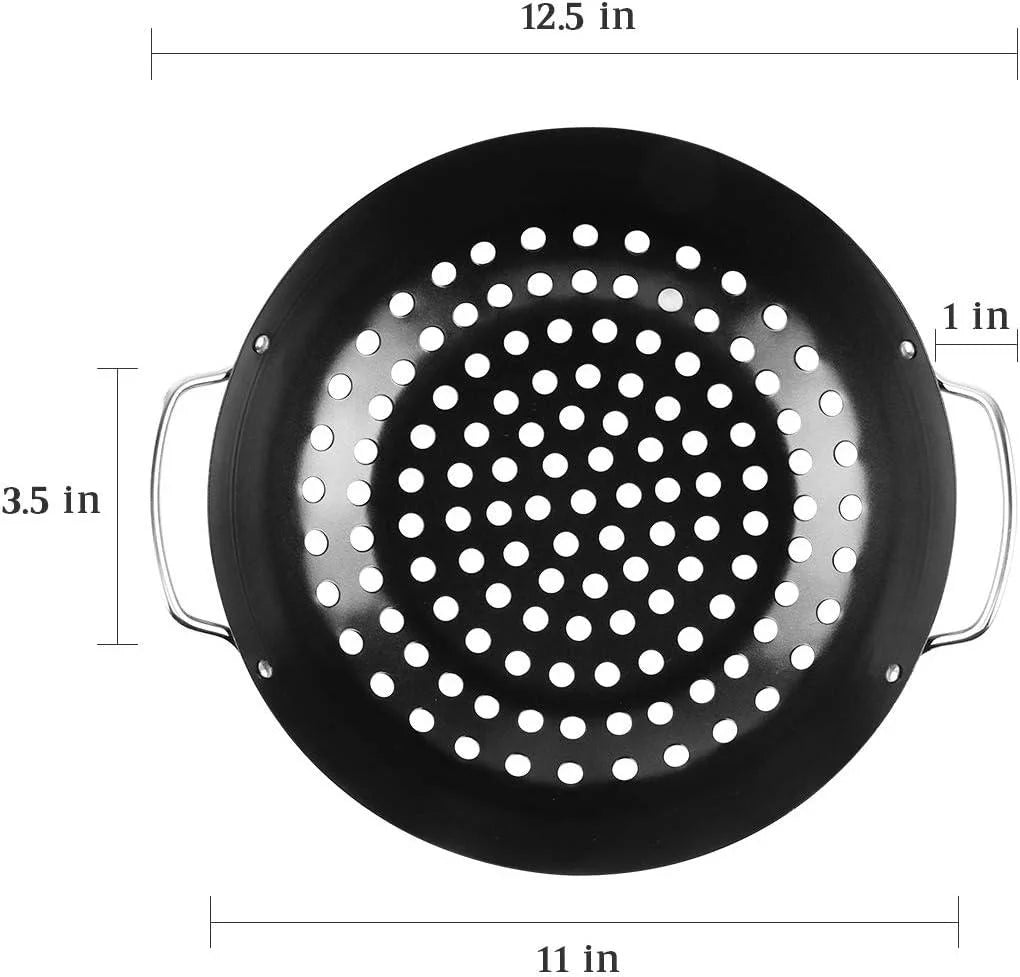 Round Grill Wok with Handle BBQ Accessory V1126