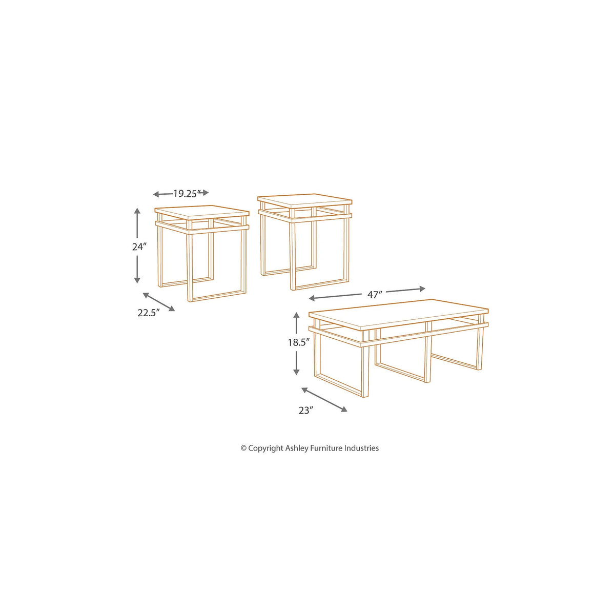 Black Table Set of 3 E935241