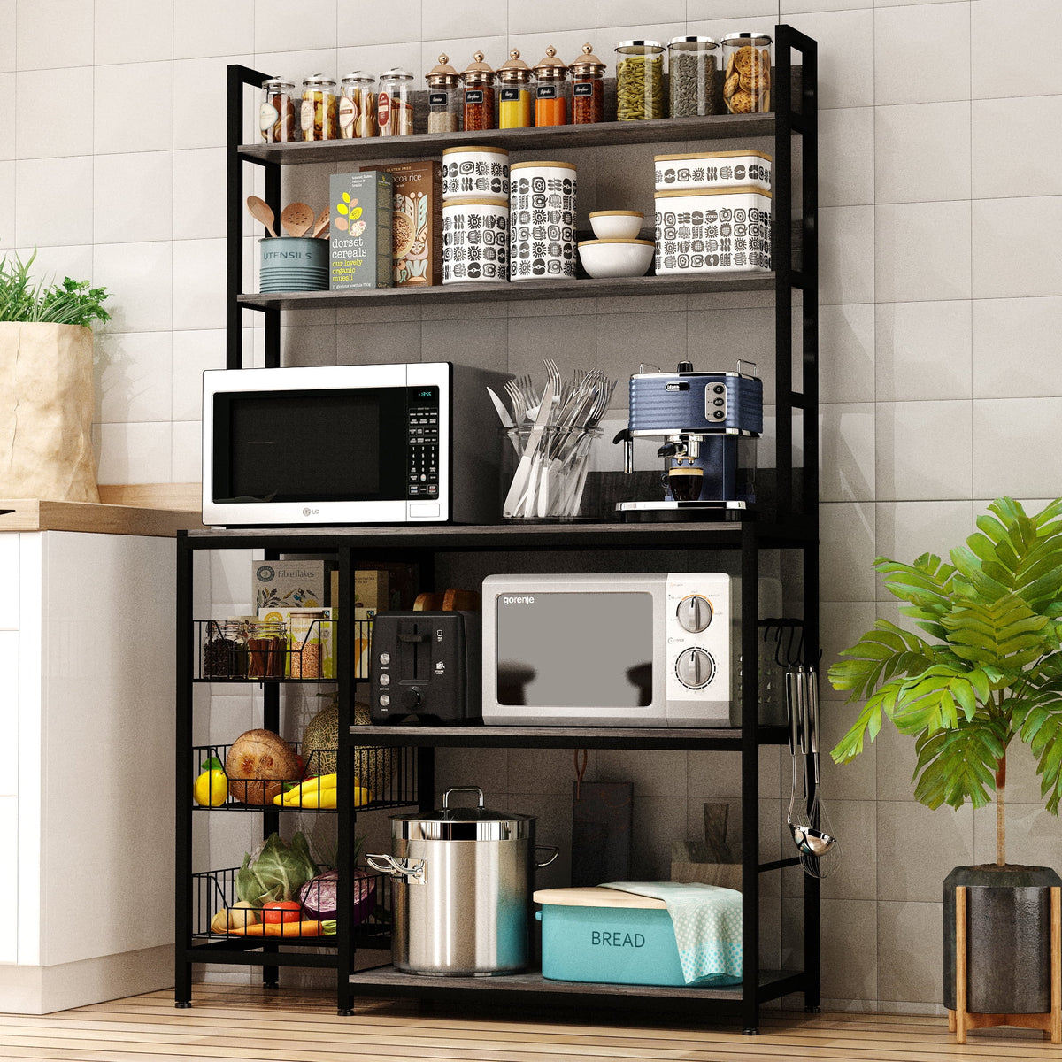5-Tier Kitchen Bakers Rack with Baskets K228