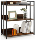 3-Tier Rustic Brown Bookshelf with Metal Frame L3214