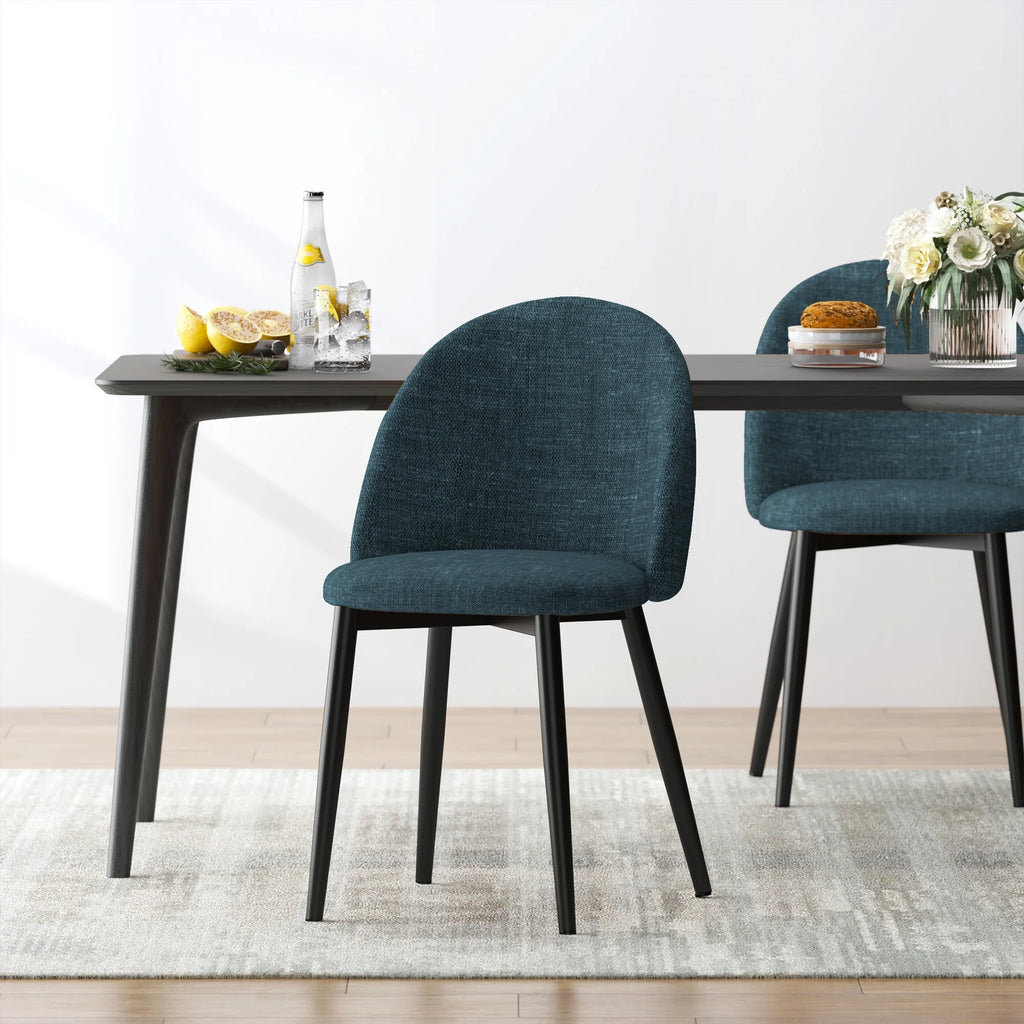 Green Linen Fabric Dining Chairs Set of 2 W9459