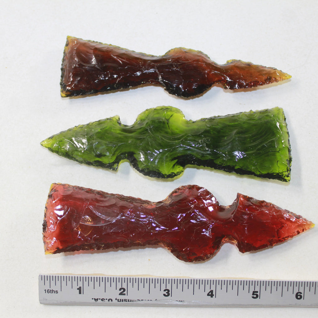 3 Glass Ornamental Tomahawk Heads J626359