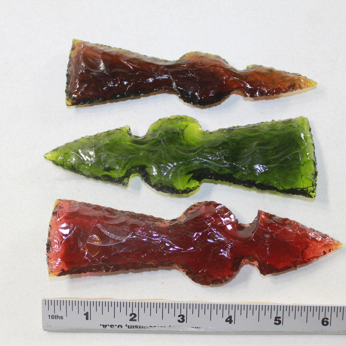 3 Glass Ornamental Tomahawk Heads J626359
