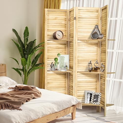 White 6 Panel Wood Pegboard Room Divider H513