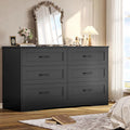 Black 6 Drawer Wood Dresser S489484