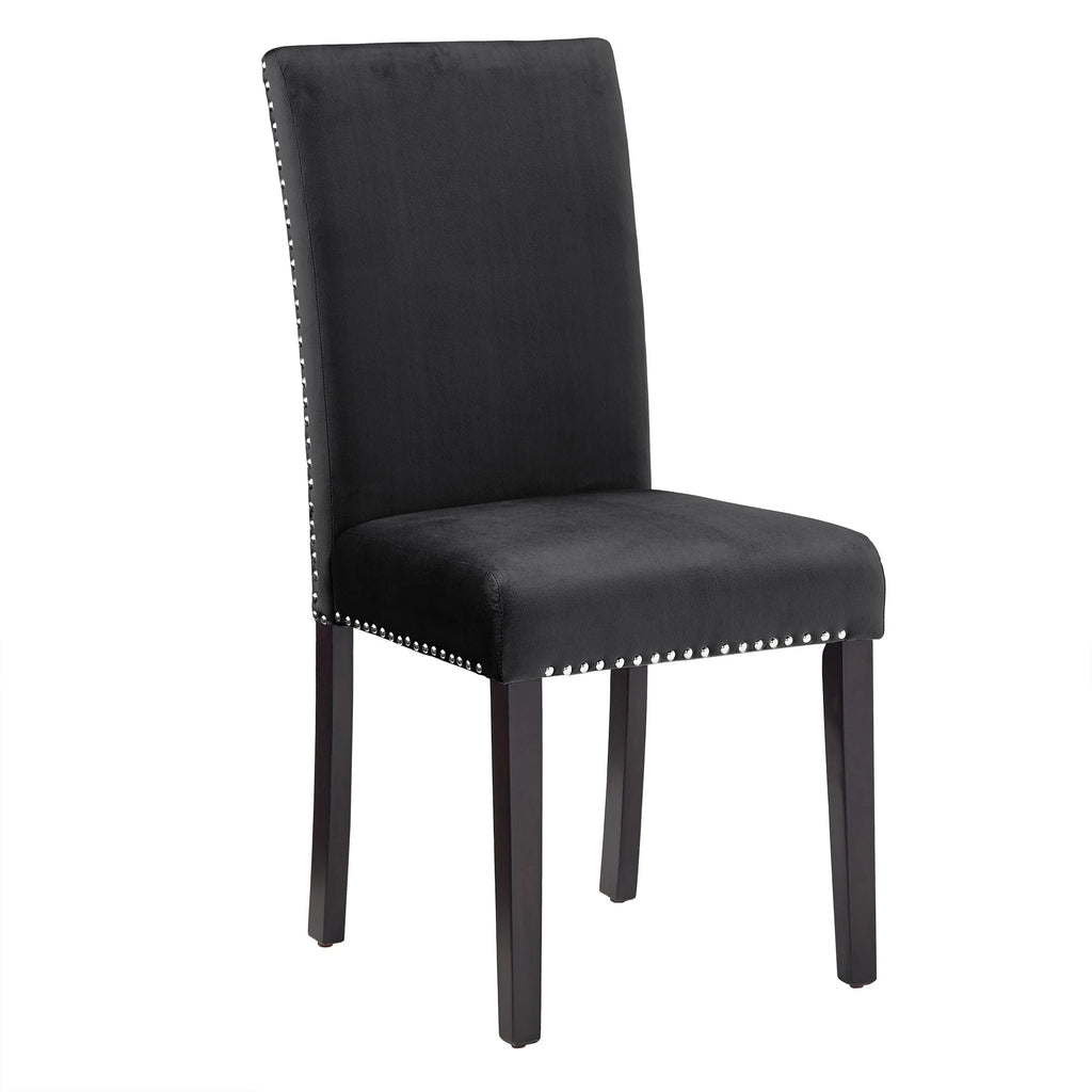Black Velvet Upholstered Dining Chairs Set of 2 J9788