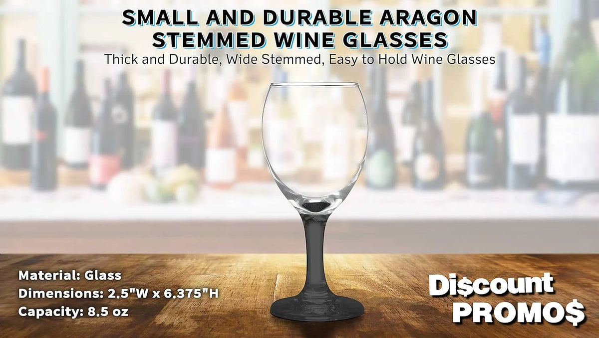 Black 8.5 Oz Wine Glasses Set X43990