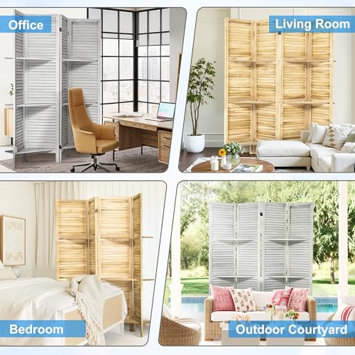 White 6 Panel Wood Pegboard Room Divider H513