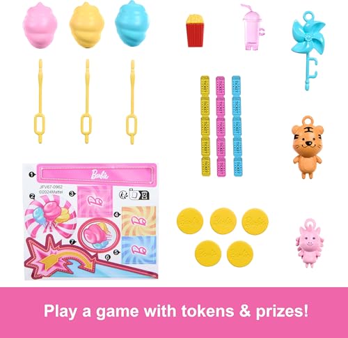 Doll & Cotton Candy Game Booth Playset with 20 Accessories D48028