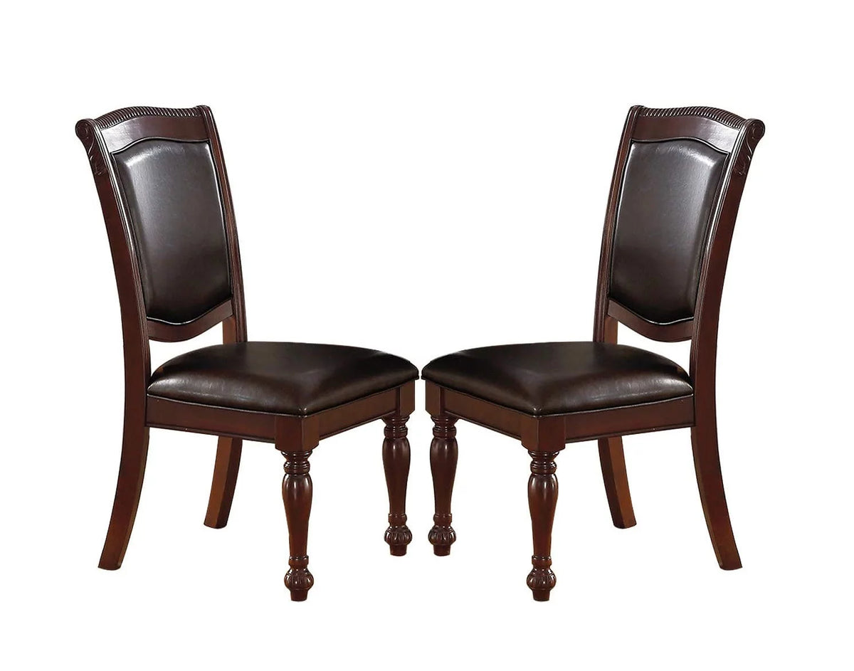 Set of 2 Brown Rubberwood Faux Leather Side Chairs I846