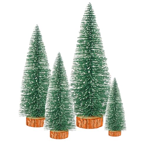 Mini Christmas Trees with Snow and Wooden Base N381