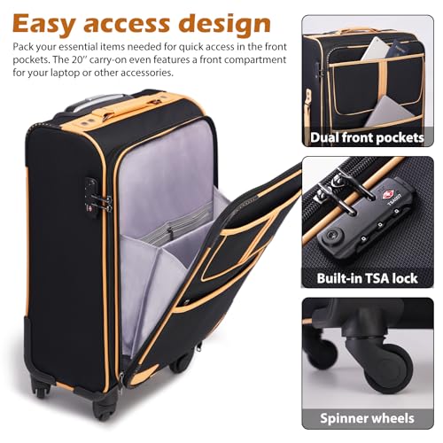4 Piece Set Expandable Spinner Softshell Luggage S5379