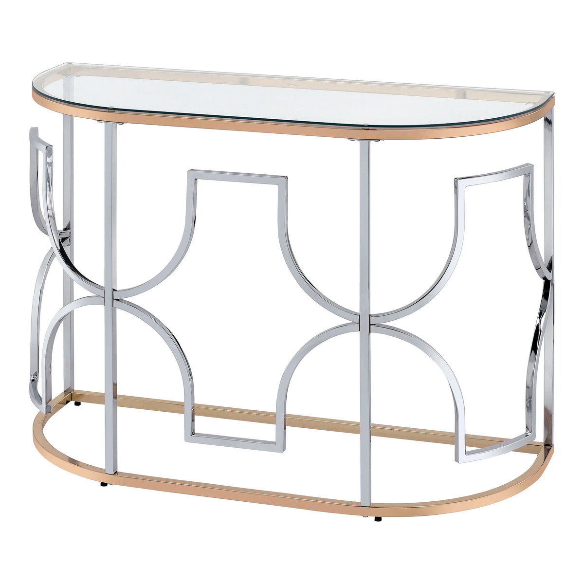Glass Top Chrome and Gold Sofa Table M4060