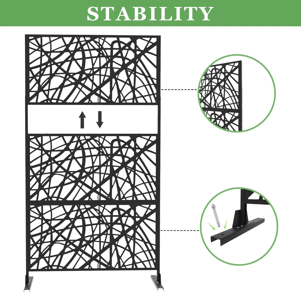 Black Metal Privacy Screen Panel with Stand Z23618