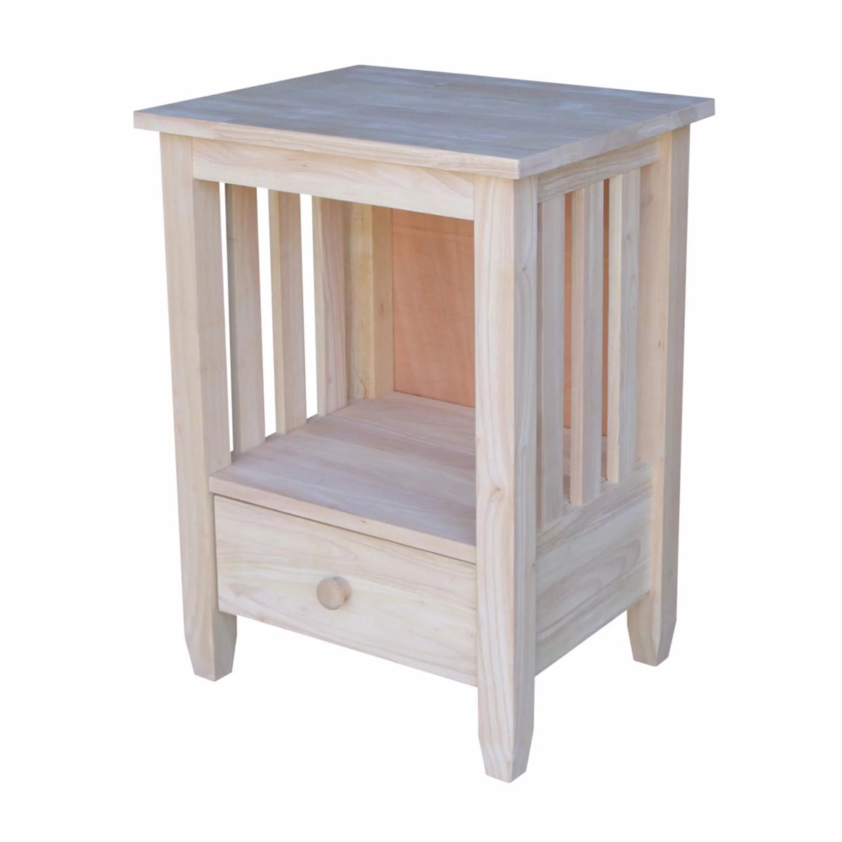 Solid Wood Unfinished End Table with Drawer D544162