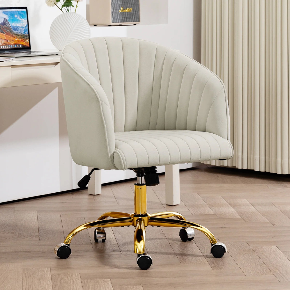 Velvet Swivel Office Chair with Wheels H717383