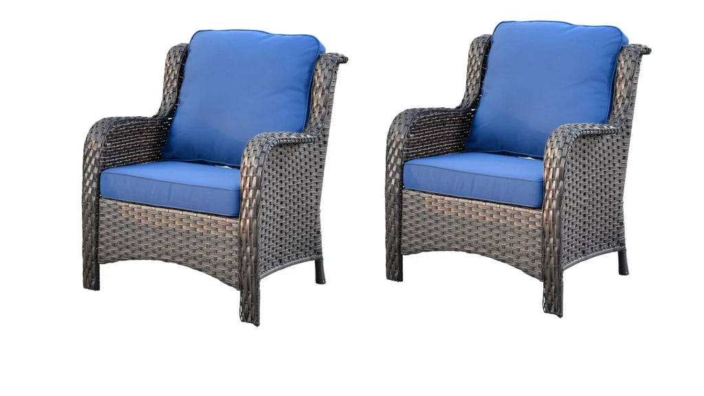 2 Pieces Wicker PE Rattan Patio Chairs with Fabric Cushions N901