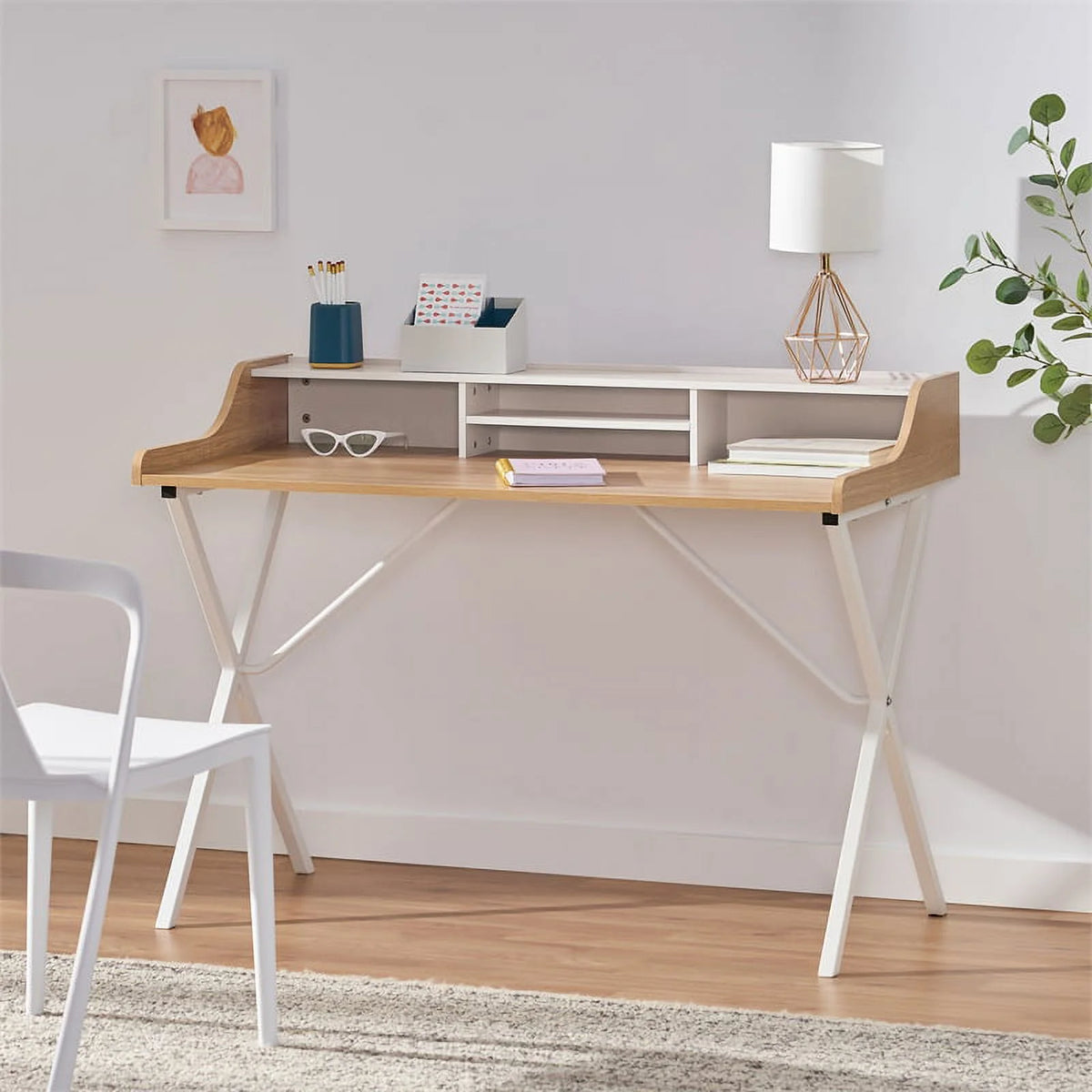 Oak and White Computer Desk I5775