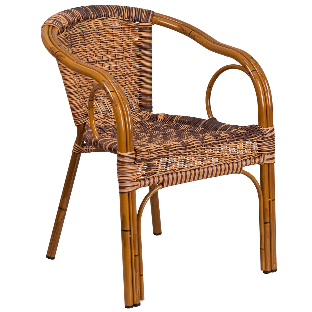 Brown Rattan Patio Chair with Dark Red Frame G4901