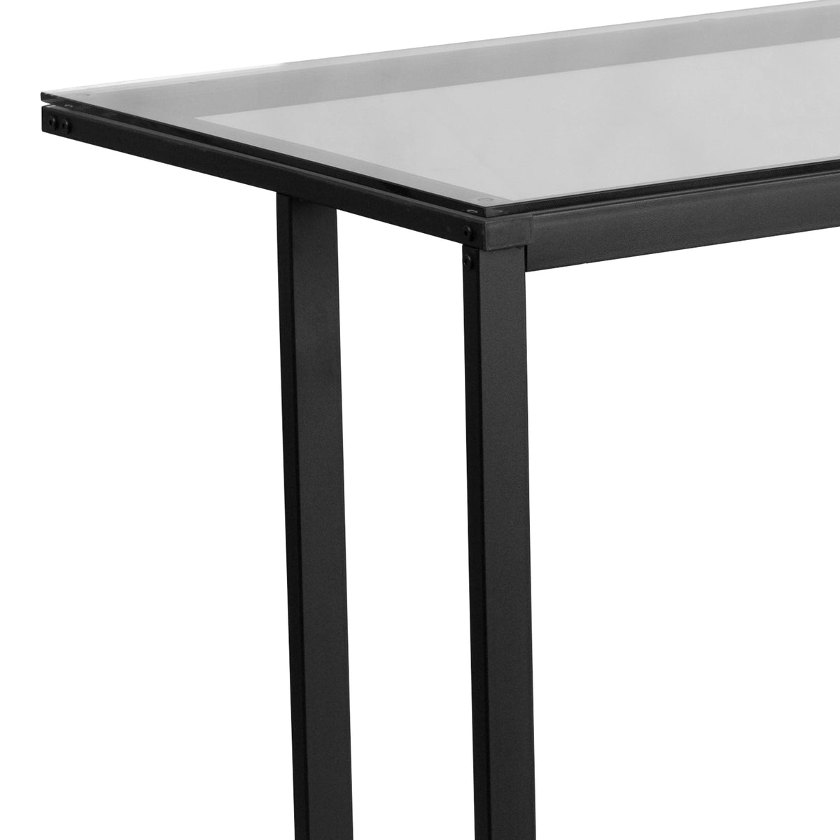 Glass Desk with Black Pedestal Metal Frame Z71214