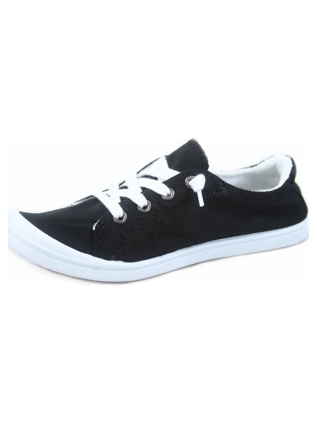 Black Slip On Round Toe Flat Sneaker Shoes T6982