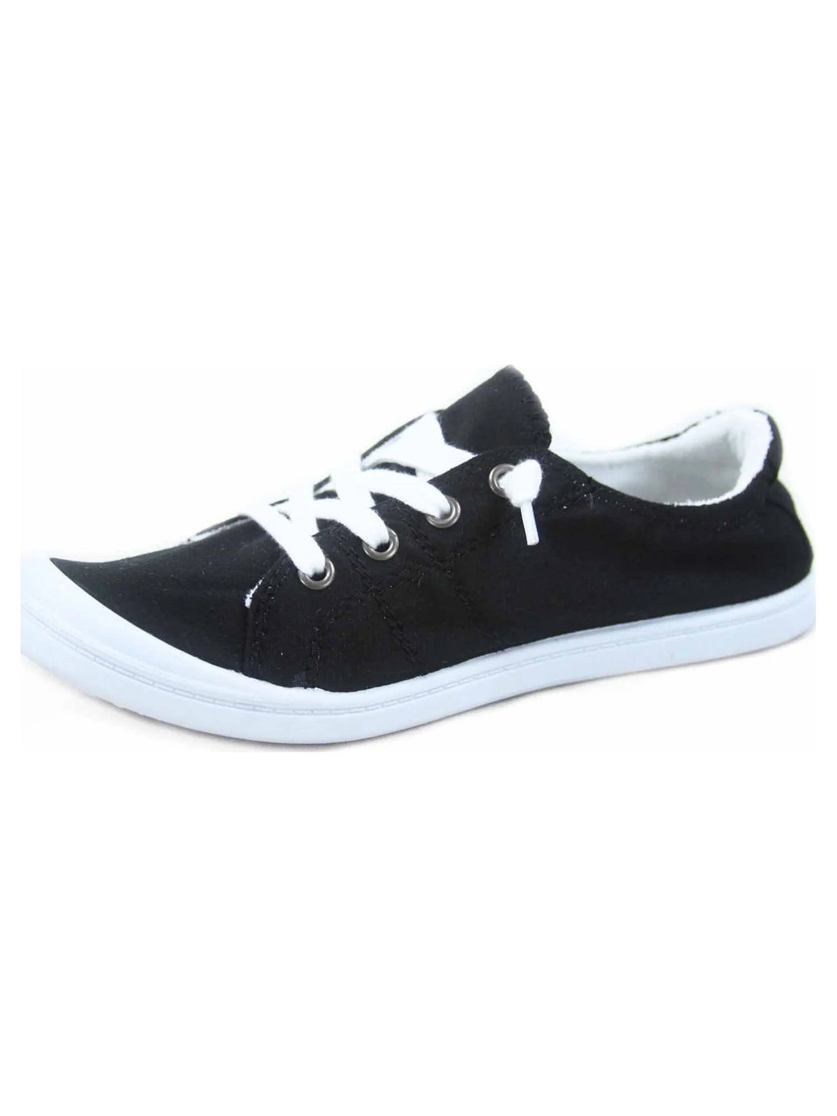 Black Slip On Round Toe Flat Sneaker Shoes T6982