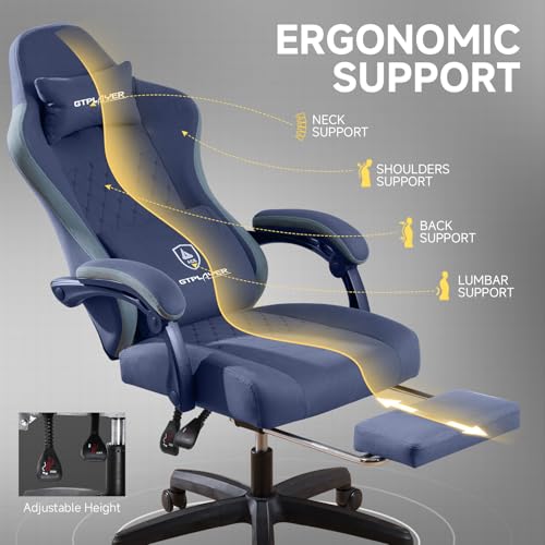 Fabric Gaming Chair with Footrest S781