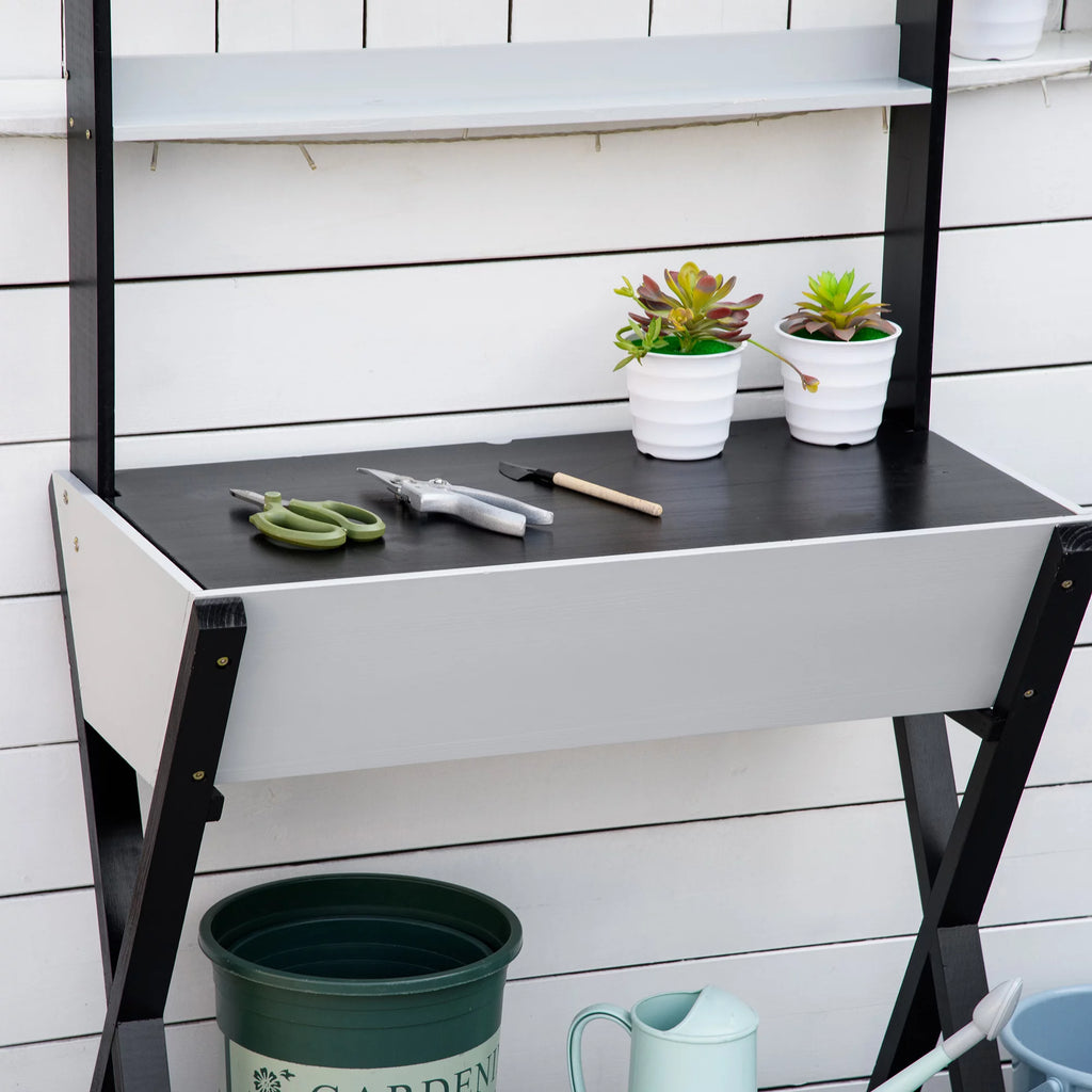 Wood Potting Bench Table with Storage Box N50437