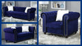 Blue Velvet-Like Fabric 3pcs Living Room Set O965359
