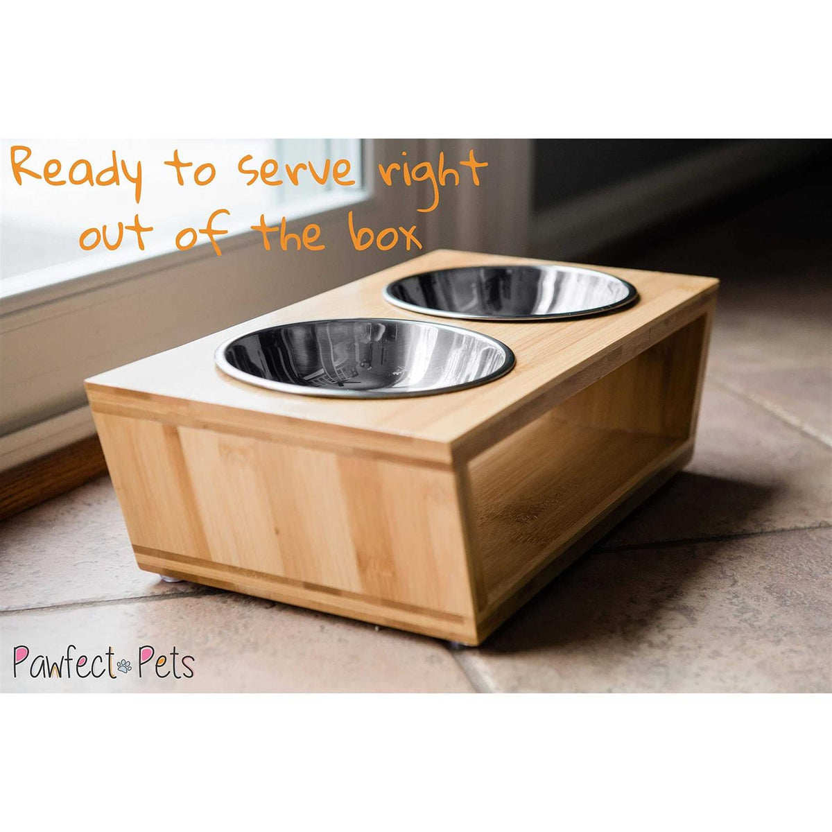 Elevated Dog Bowl Stand with 4 Stainless Steel Bowls Z130789