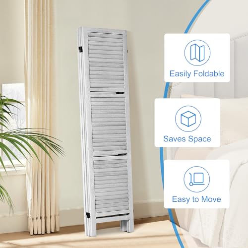 White 6 Panel Wood Pegboard Room Divider H513