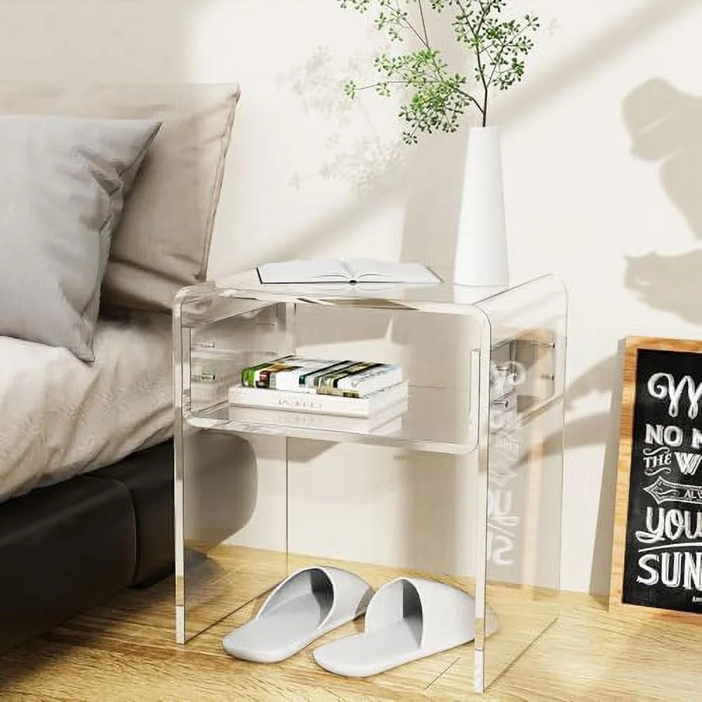 Acrylic Side Table 16" L x 12" W x 18" H Clear Small End Table U934354